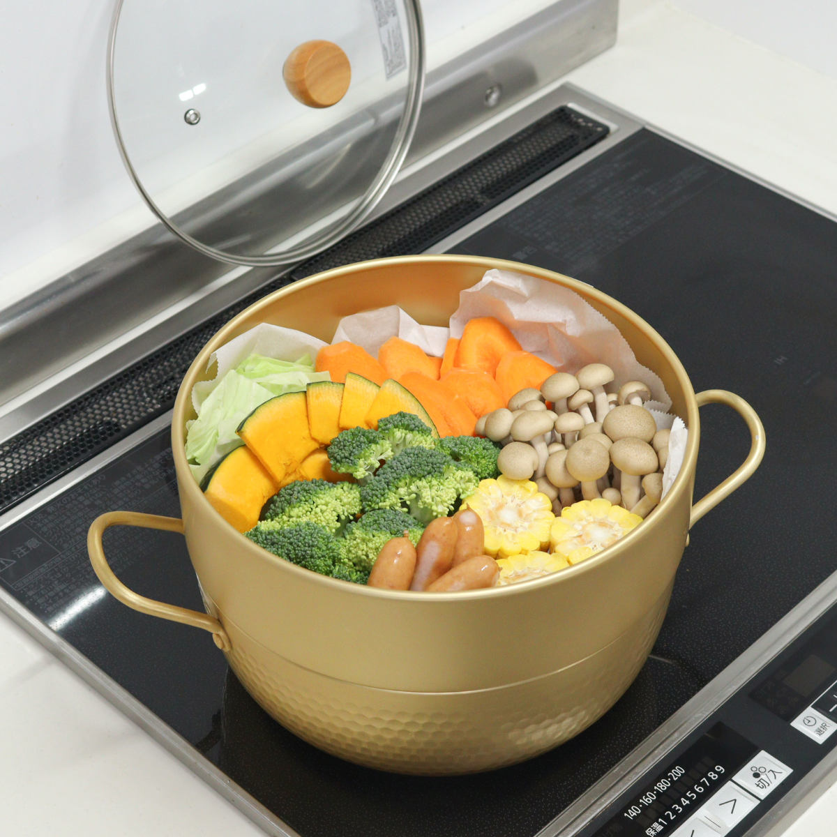 和平フレイズ 蒸し器 2段 24cm IH対応 hocona ガラス蓋付き 蒸し鍋