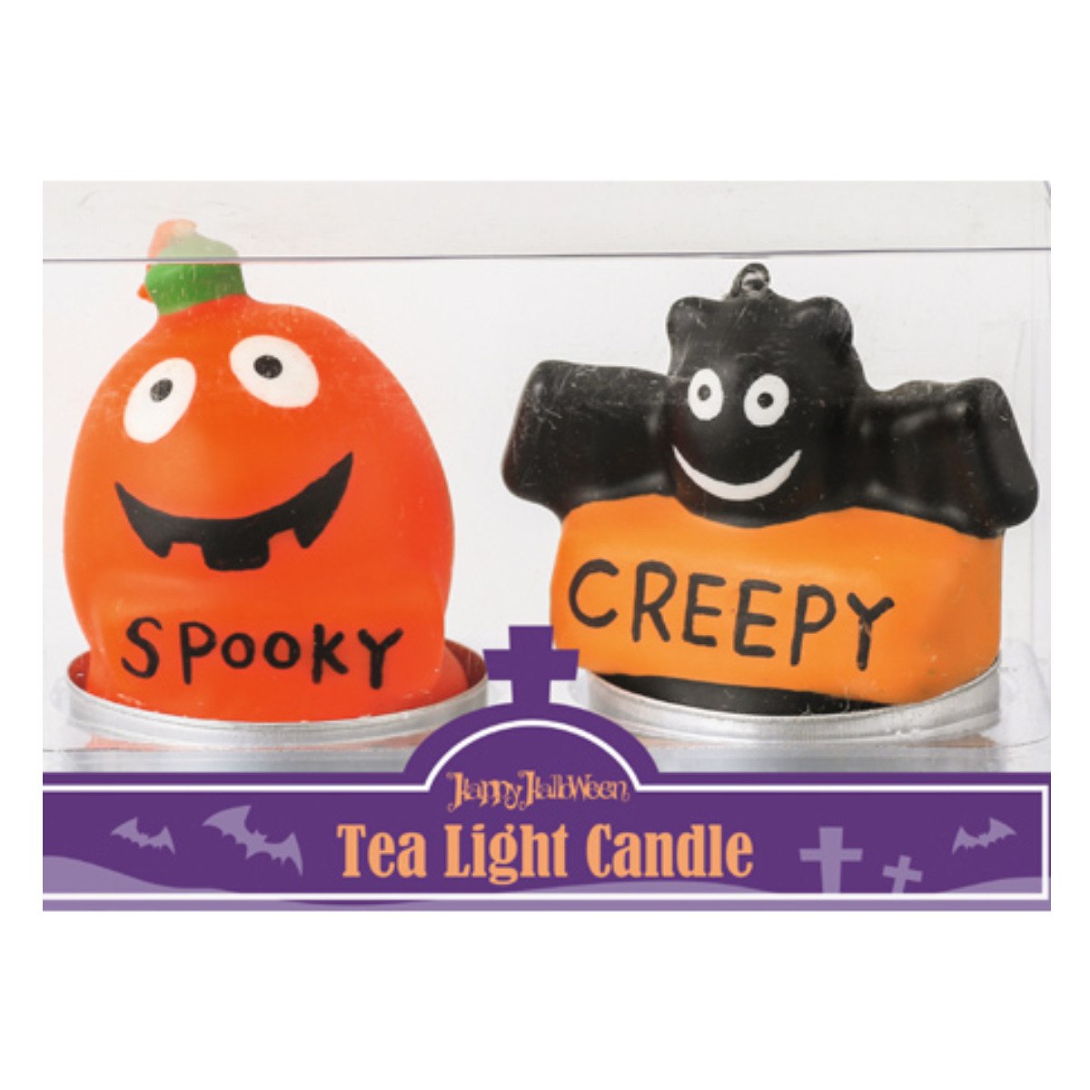 キャンドル ハロウィンティーライト 2個セット パンプキン ハロウィングッズ （ ろうそく 無香 コウモリ おばけ オバケ ハロウィン パーティー ）