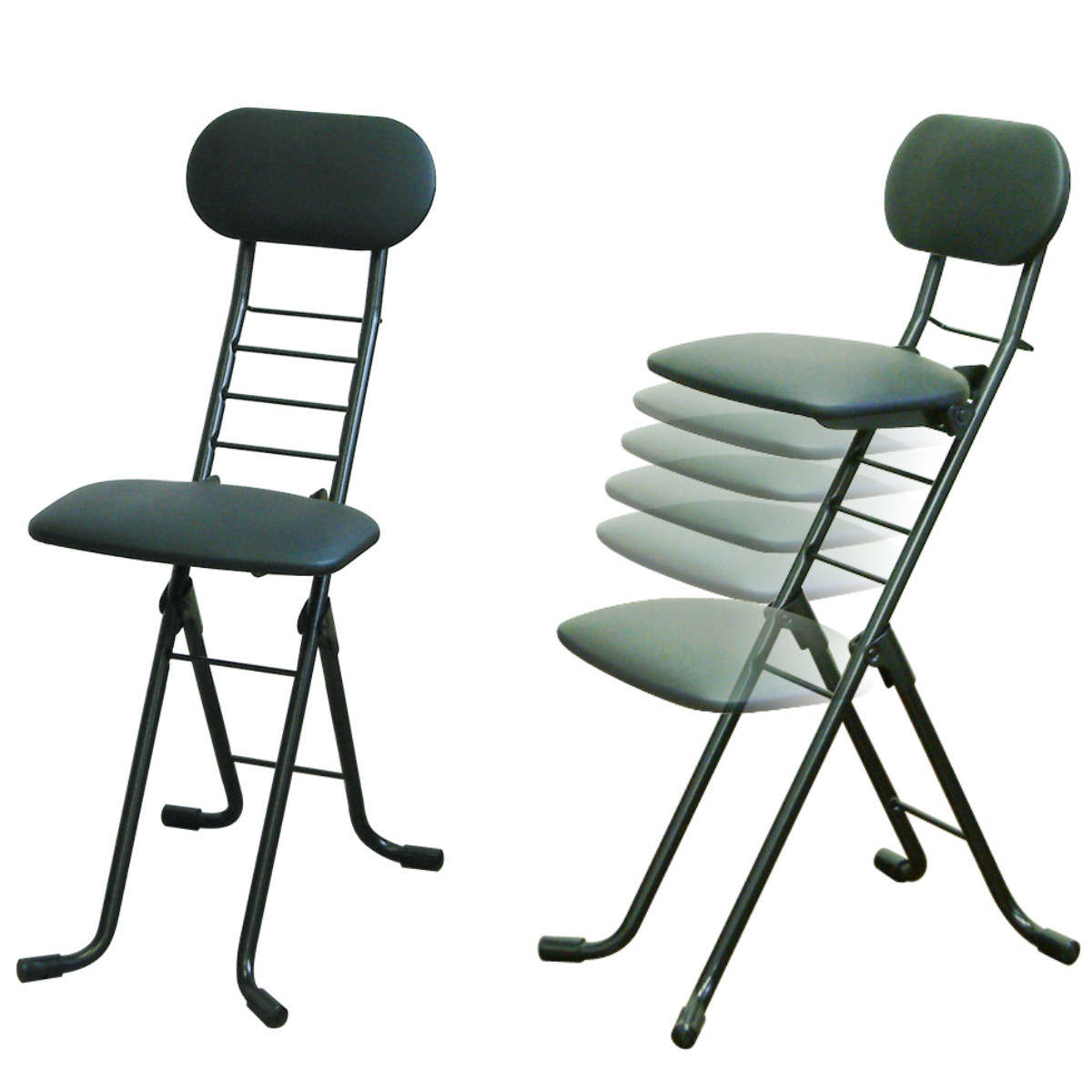 ルネセイコウ 折りたたみ椅子 同色2脚セット 座面高33〜63cm 背もたれ