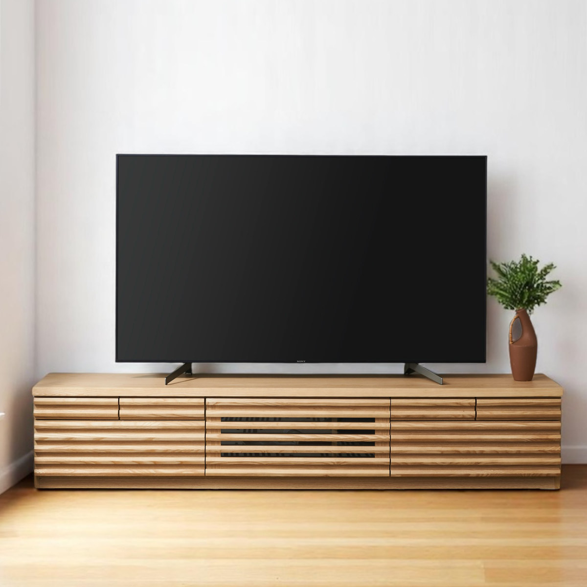 テレビ台 幅200cm ローボード 80型対応 天然木 完成品 （ TV台 テレビ