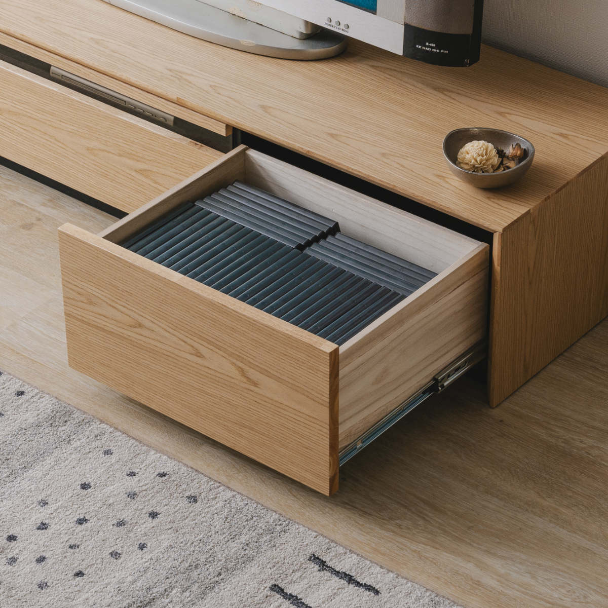 テレビ台 幅150cm 60型対応 引き出し フルスライドレール 完成品