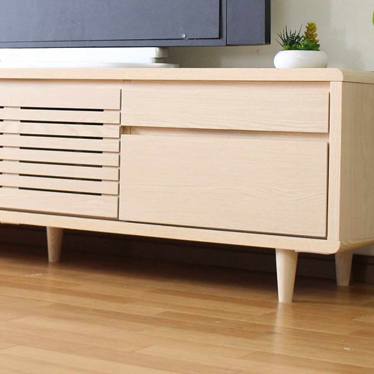 テレビ台 幅200cm 背面化粧 リモコンOK 天然木 完成品 （ ローボード