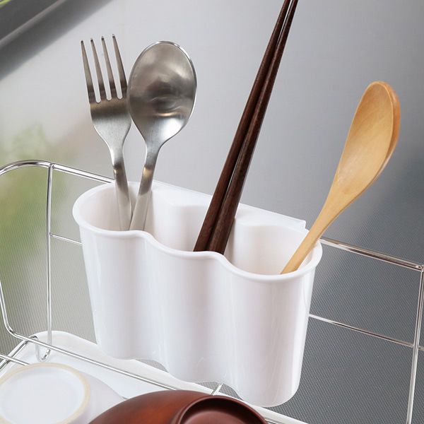 食器 水切り 食器かご 水切り かご トレーが付いており 箸かご 単層2 水切りかご スリム 2wayトレー マルチ水切りカゴ グラススタンド付き