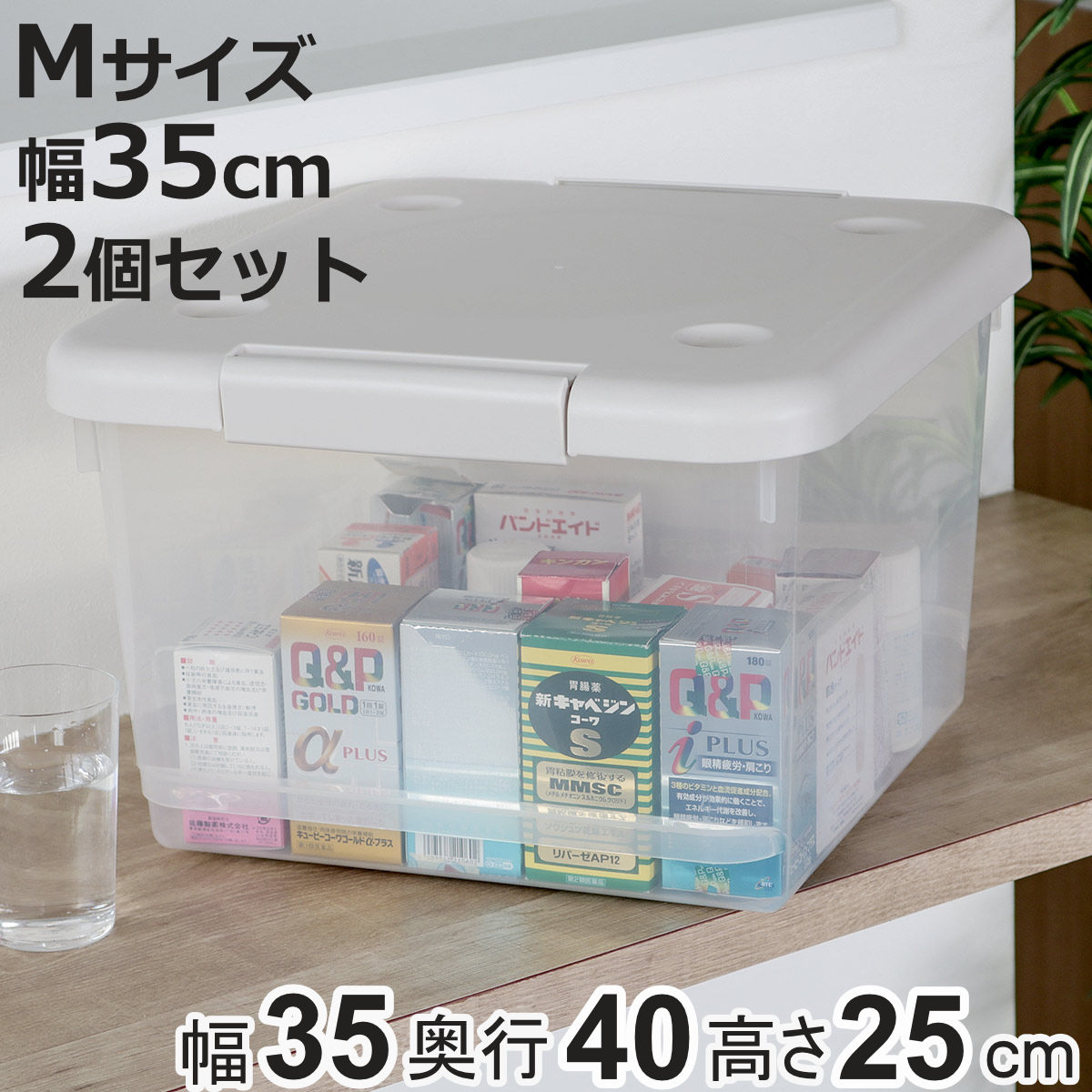天馬 収納ボックス 35M とっても便利箱 フタ付き 2個セット （ 幅35