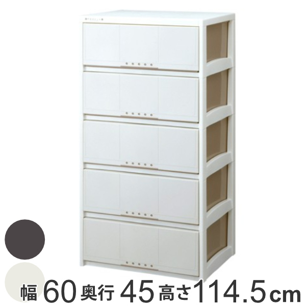 チェスト 5段 幅60cm ルームケース リビングチェスト プラスチック 日本製 （ 幅60×奥行45×高さ114.5cm 収納ケース 引き出し 完成品 ）