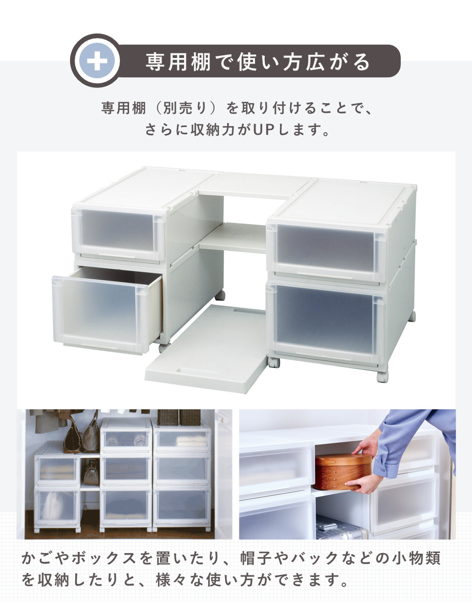Fits 収納ケース 4個セット 幅39×奥行74×高さ23cm フィッツケース