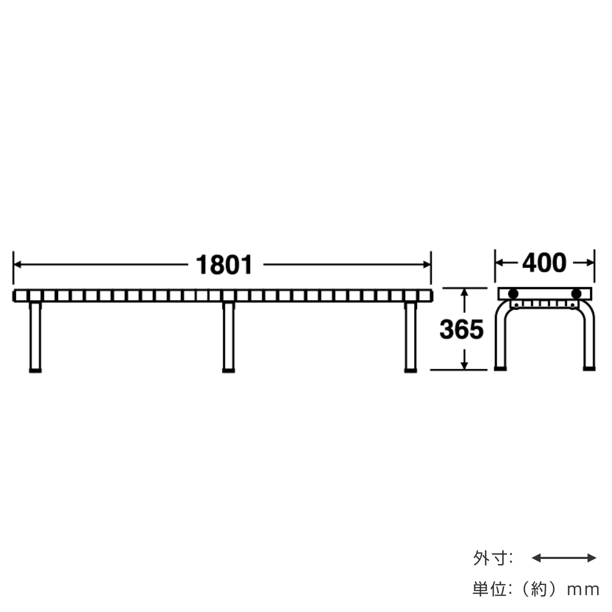 ベンチ ホームベンチ 背なし 180cm 4〜...の詳細画像3