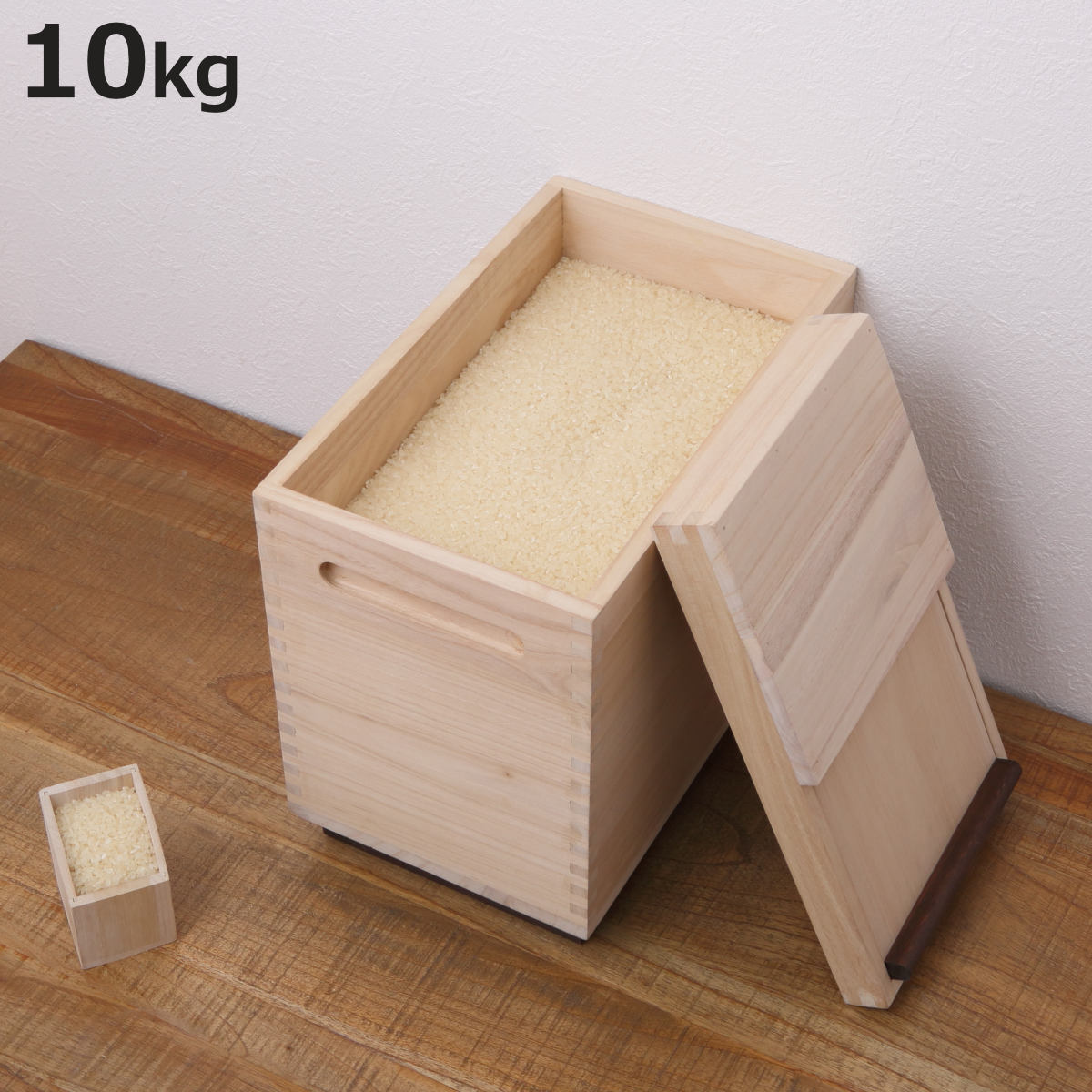 OSMAC 米びつ 桐製 Rice Box 10kg 計量マス付き （ キャスター付き 桐