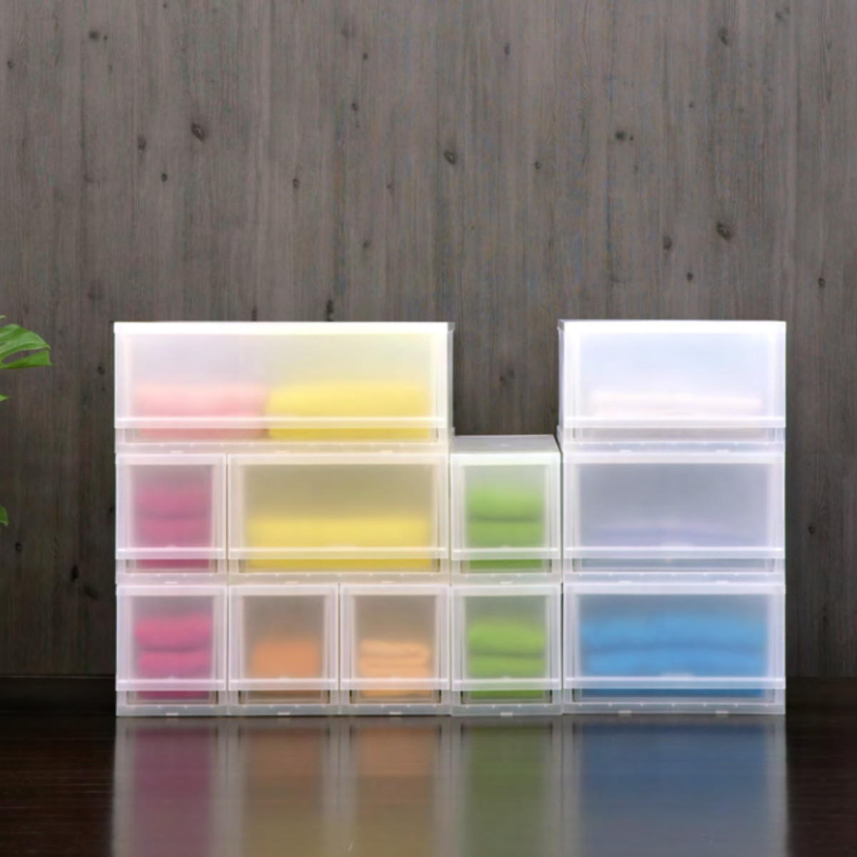 伸和（SHINWA） 収納ケース プラスト 半透明タイプ 1段 幅34×高さ20.5