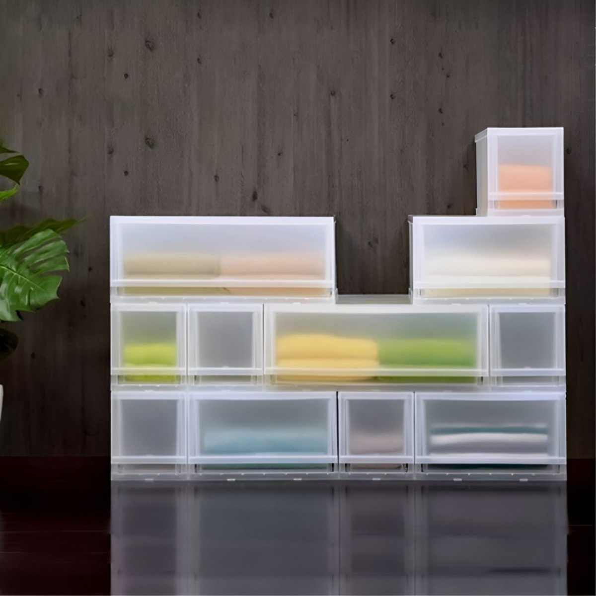 伸和（SHINWA） 収納ケース プラスト 半透明タイプ 1段 幅51×高さ20.5