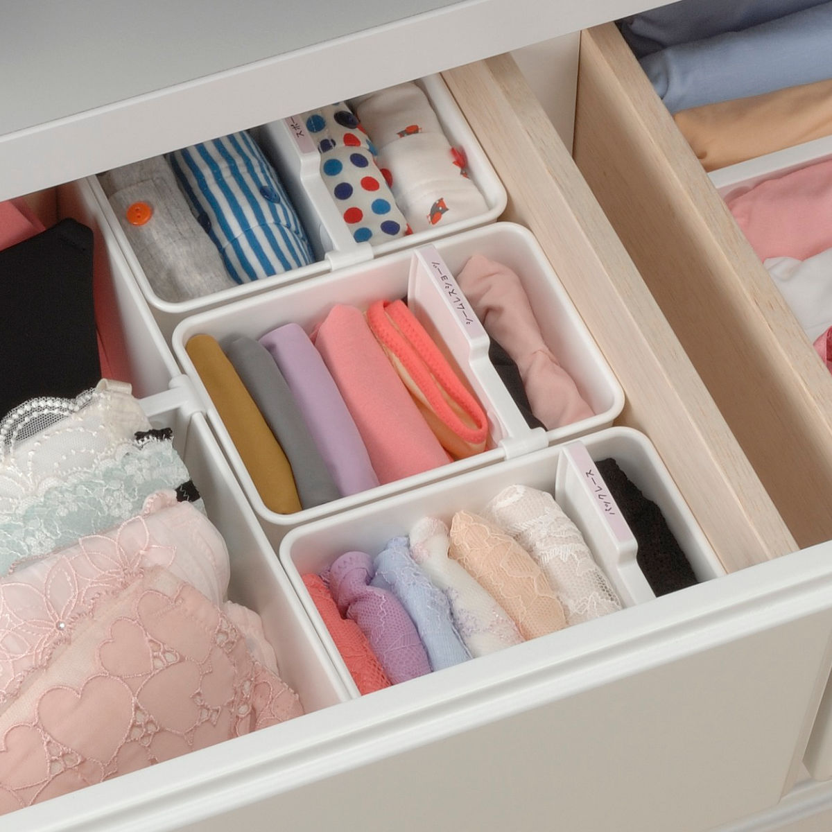 イノマタ化学 仕切りボックス 下着収納ケース S 2個組 仕切り付 幅14.6