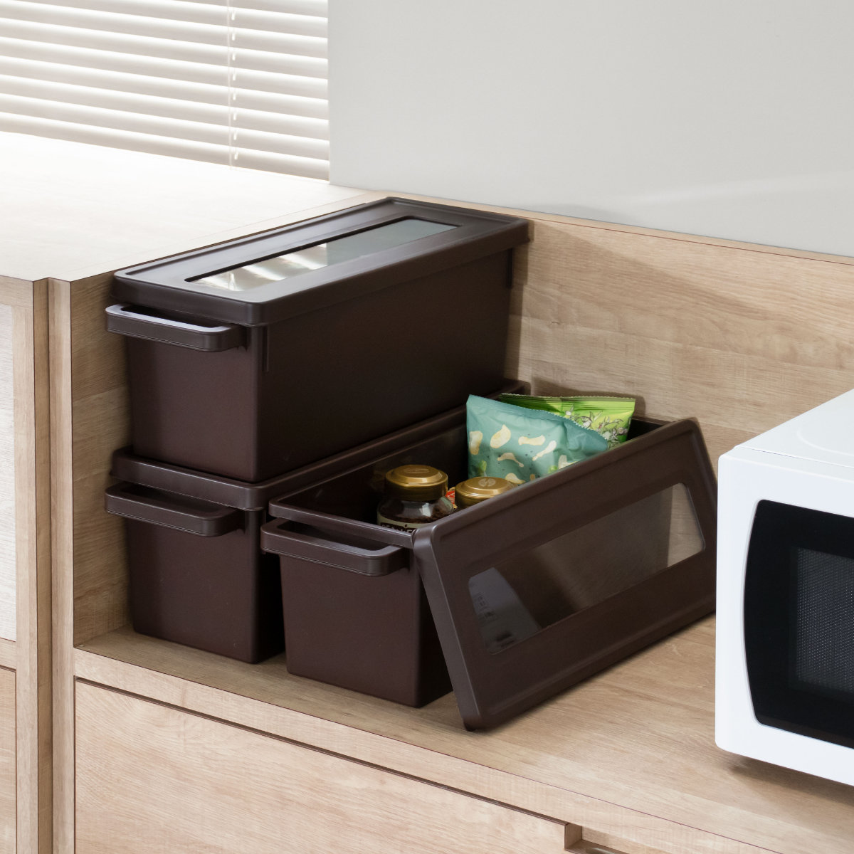 イノマタ化学 収納ケース メディアコンテナ CD用 ブラウン 幅44.9×奥行