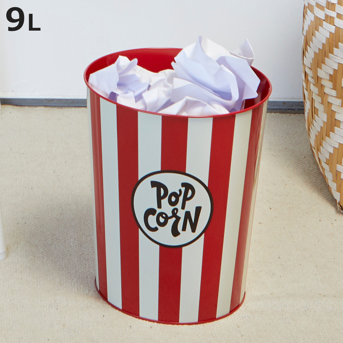 アントレックス ゴミ箱 9L Balvi レトロ ポップコーン レッド