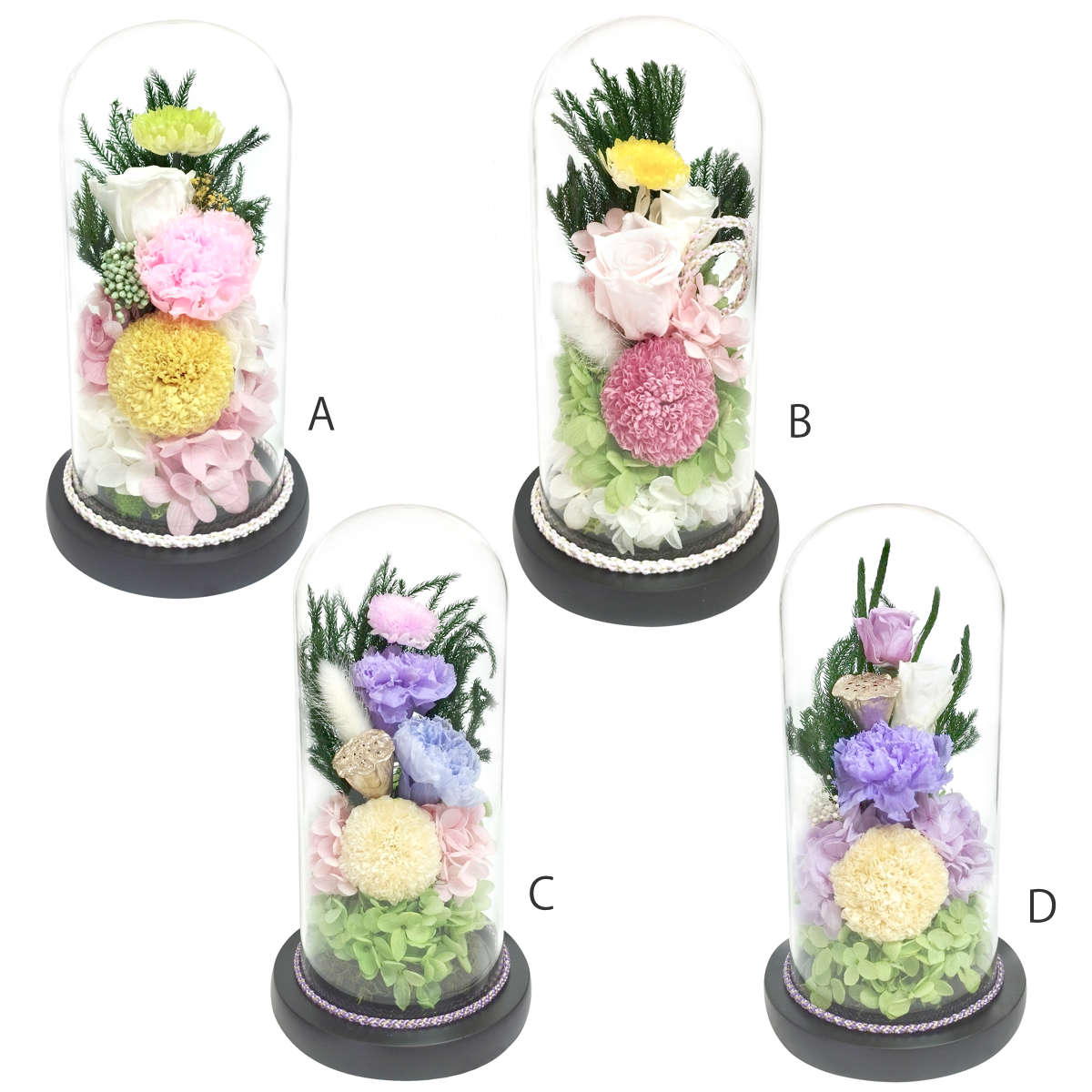 供え花 仏花 お供え ガラスドームアレンジメン...の詳細画像1