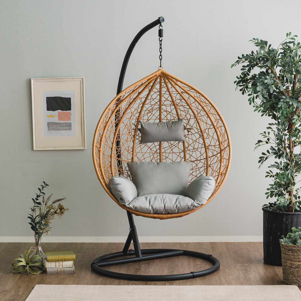 ハンギングチェア 1人用 ラタン調 マーレ （ エッグチェア 吊り下げ式