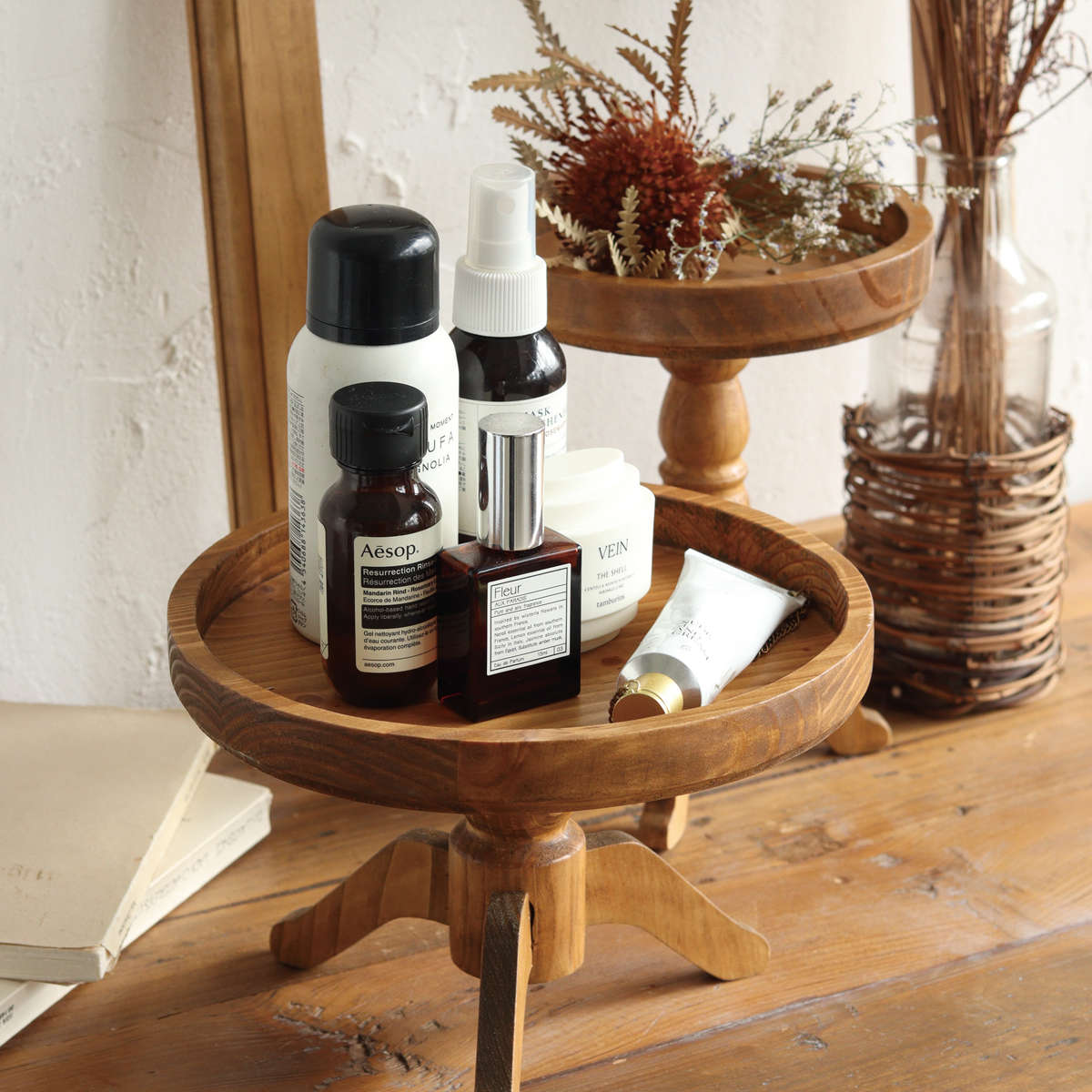 花瓶台、フラワースタンド（素材：天然木、無垢材）｜花瓶、花台｜花