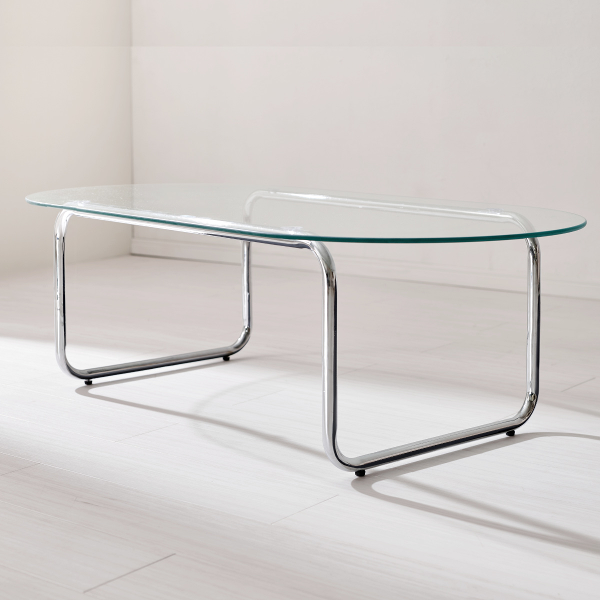 HAGiHARA（萩原） リビングテーブル 楕円 ガラス 幅120cm センター