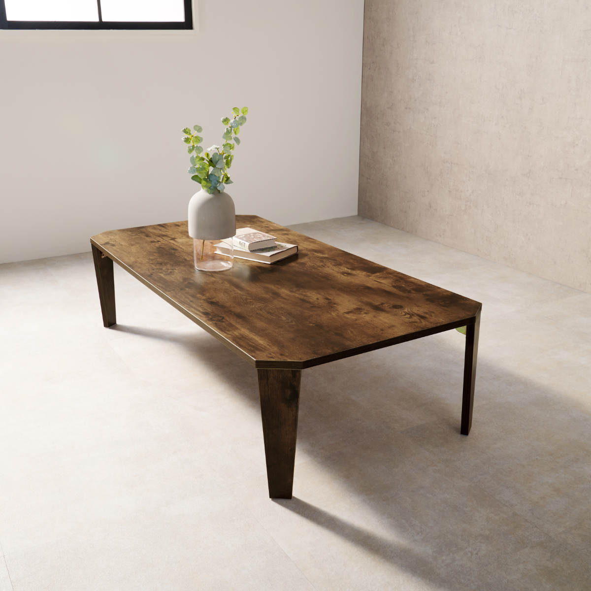 ローテーブル 幅120cm 折りたたみ 座卓 （ 完成品 木目 石目