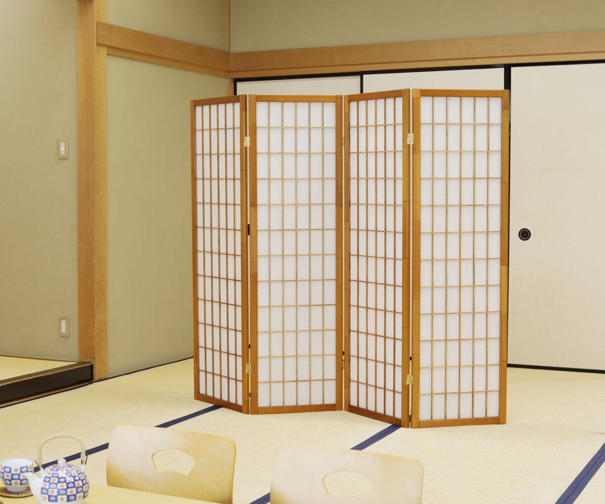 弘益 衝立 4連 高さ150cm 折りたたみ 天然木 杉 完成品 和風 間仕切り