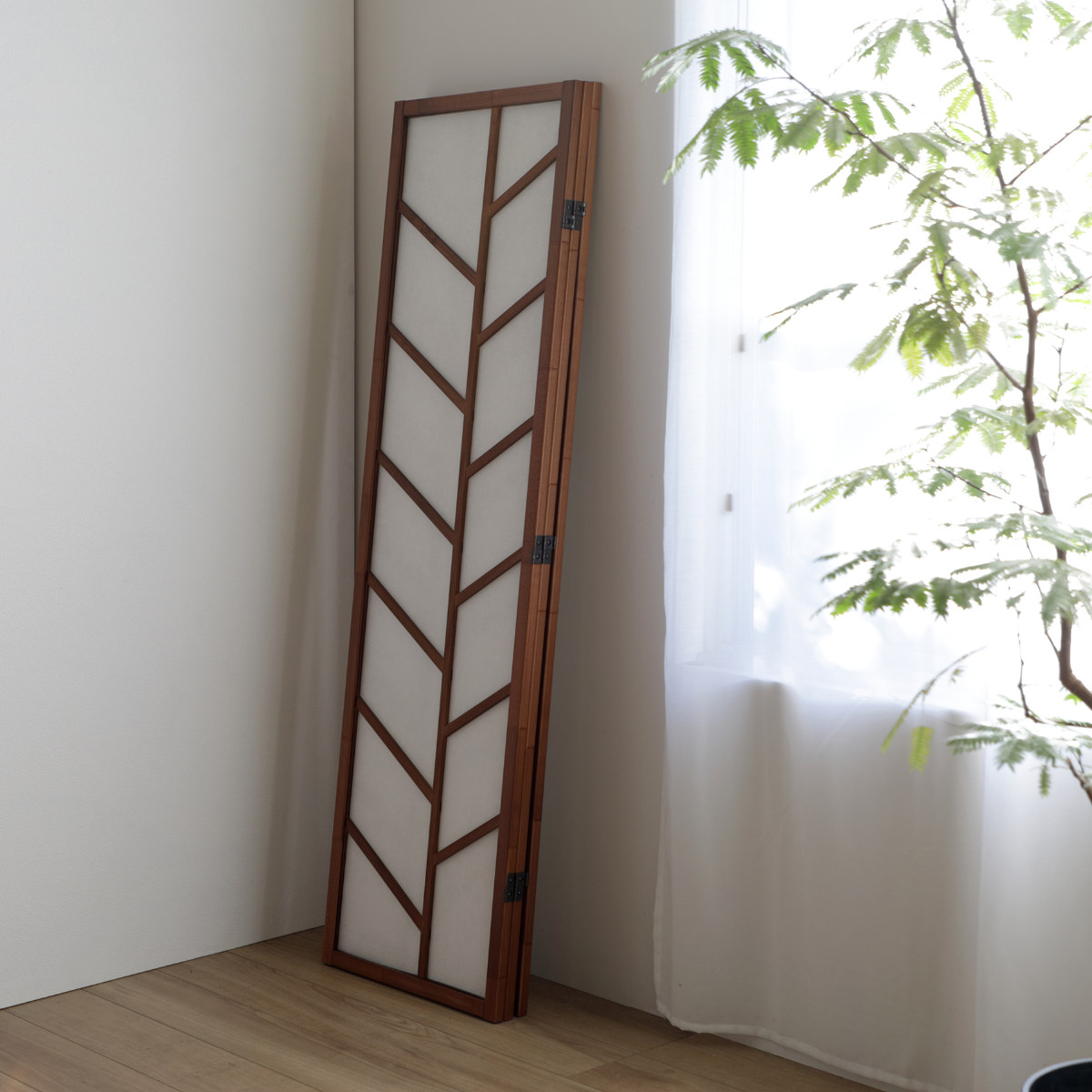 弘益 衝立 3連 ブラウン 高さ150cm 木製スクリーン （ パーテーション