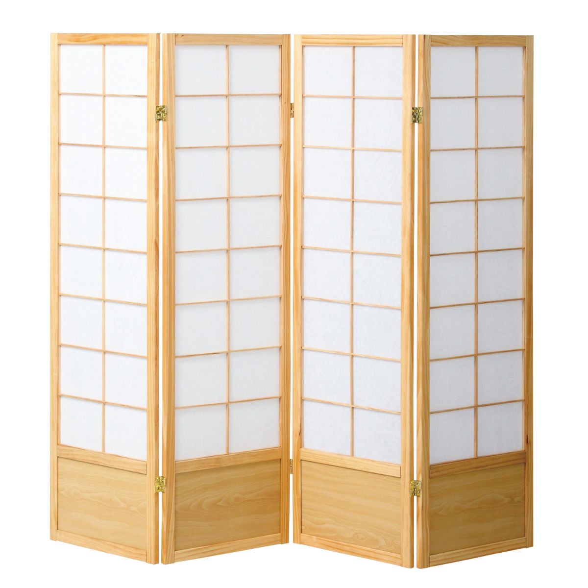 弘益 和風衝立 4連 折りたたみ 高さ150cm 天然木 完成品 不織布