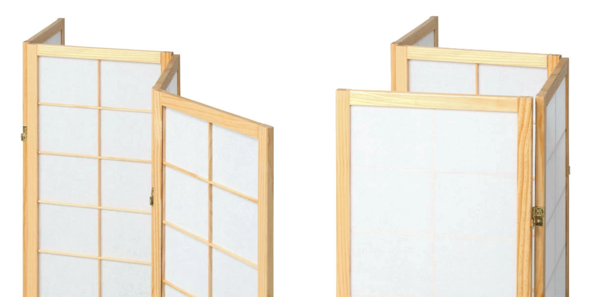 弘益 和風衝立 4連 折りたたみ 高さ150cm 天然木 完成品 不織布