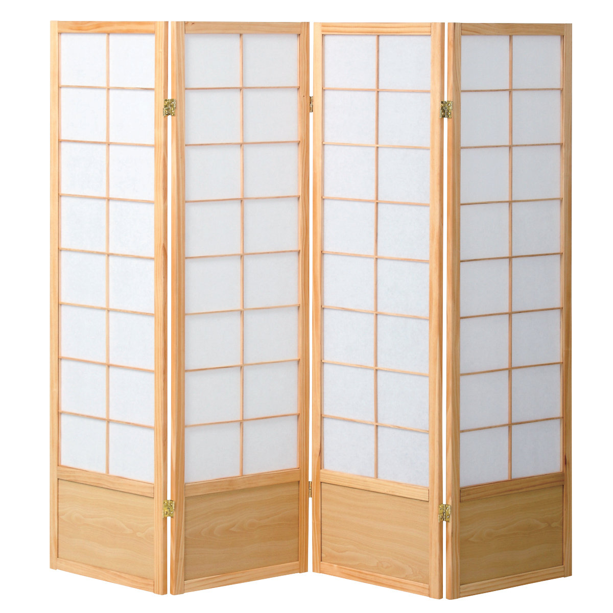 弘益 和風衝立 4連 折りたたみ 高さ150cm 天然木 完成品 不織布