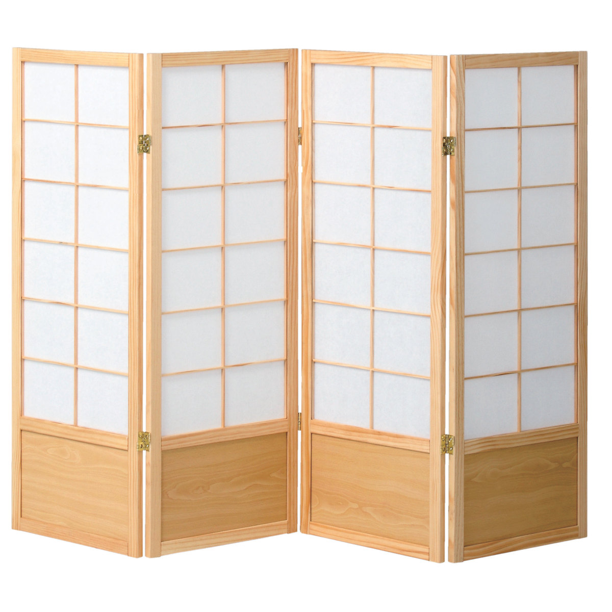 弘益 和風衝立 4連 折りたたみ 高さ120cm 天然木 完成品 不織布