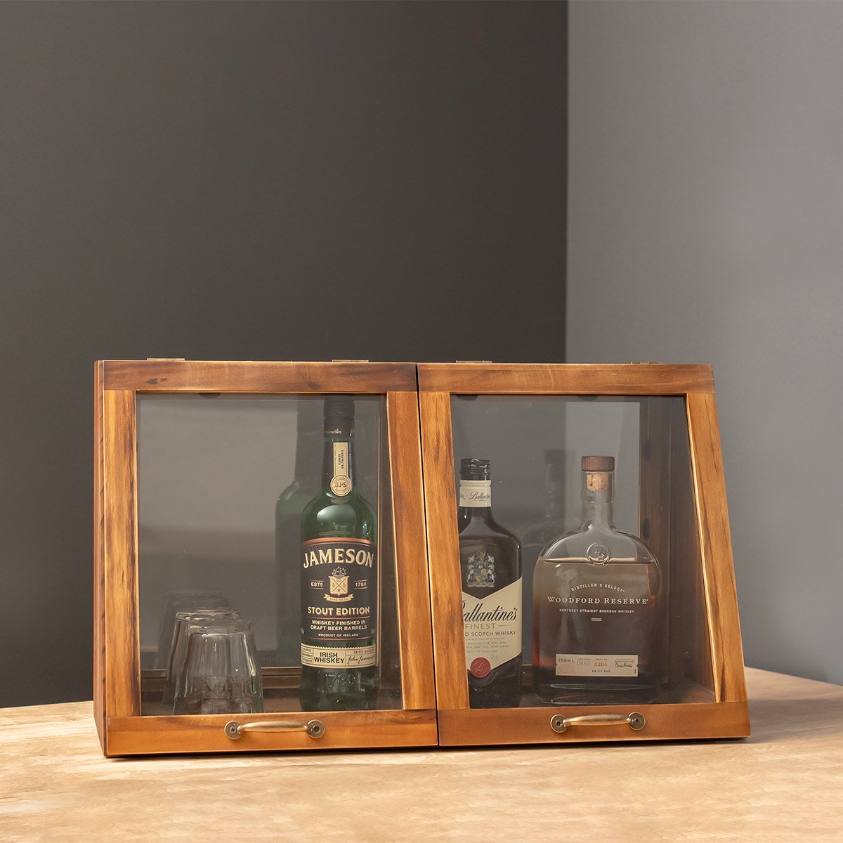 2色　ガラス置きランプ　置き台、蓋無し収納箱付き 2色ガラス置きランプ置き台、蓋無し収納箱付き