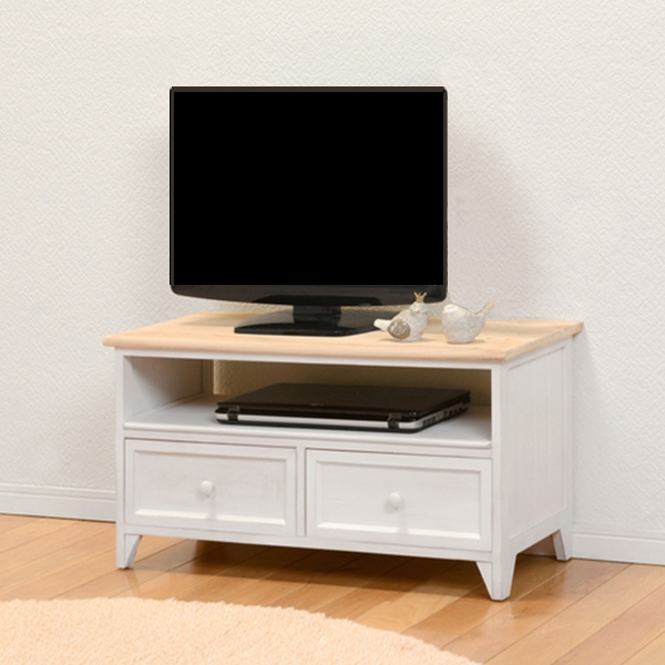 テレビ台 ローボード アンティーク調 シャビーウッド 幅74cm （ テレビ