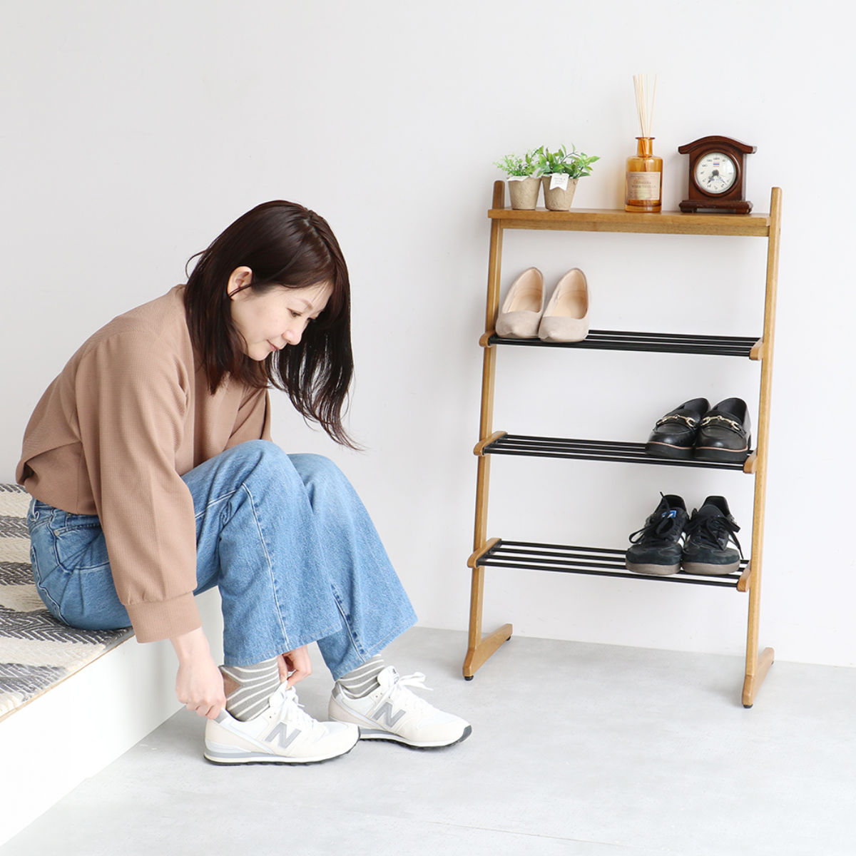 シューズラック Shoes Rack 木製 省スペース ( 靴 収納 ラック 下駄箱 シューズラック Shoes Rack 木製 省スペース ( 靴 収納 ラック 下駄箱