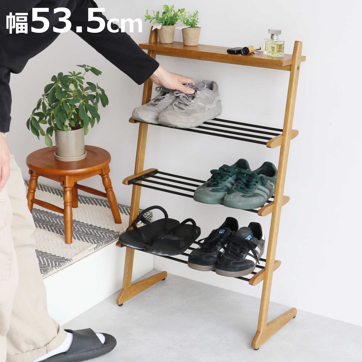 シューズラック Shoes Rack 木製 省スペース （ 靴 収納 ラック 下駄箱