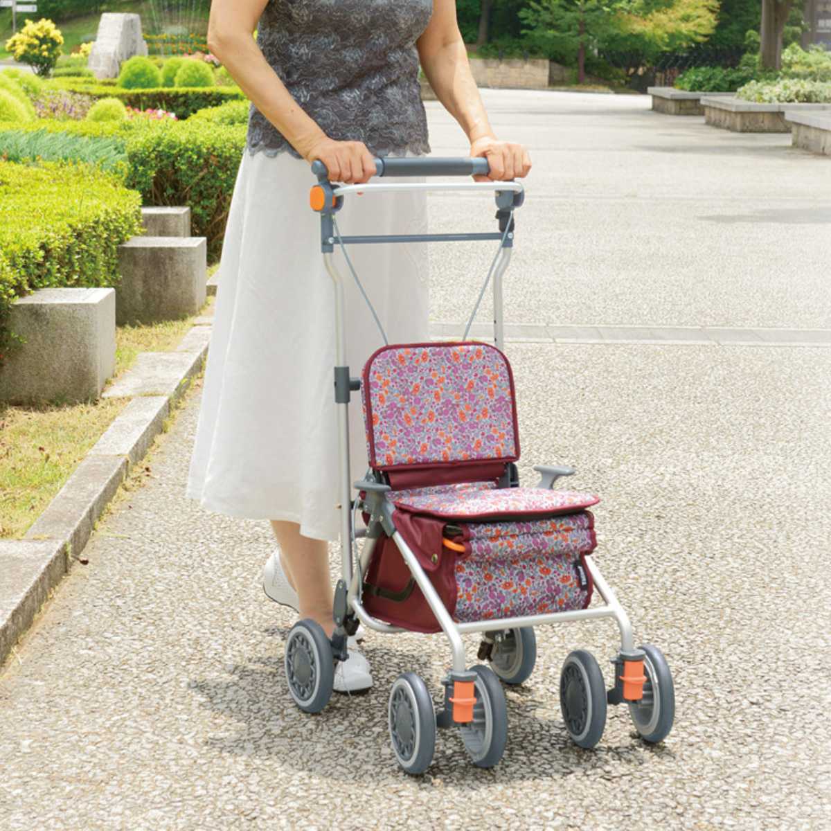 シルバーカー ミドルタイプ カゴノアM コンパクト 座れる 幸和製作所 （ カート 歩行器 歩行車 折りたたみ 軽量 アルミ製 大容量 歩行補助 介護 おしゃれ ）_6