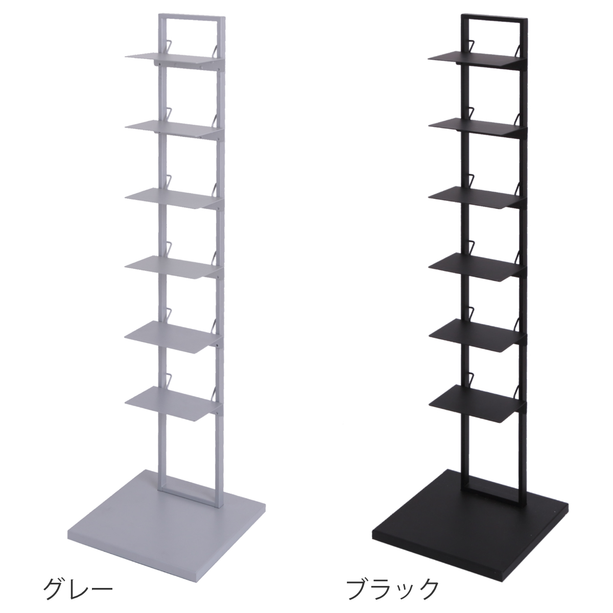 ブックタワー 幅30cm キャスター付き 高さ110cm 積読 つんどく （ マガジンラック ブックシェルフ 6段 本棚 ラック 収納 スリム スチール 可動棚 ）の画像