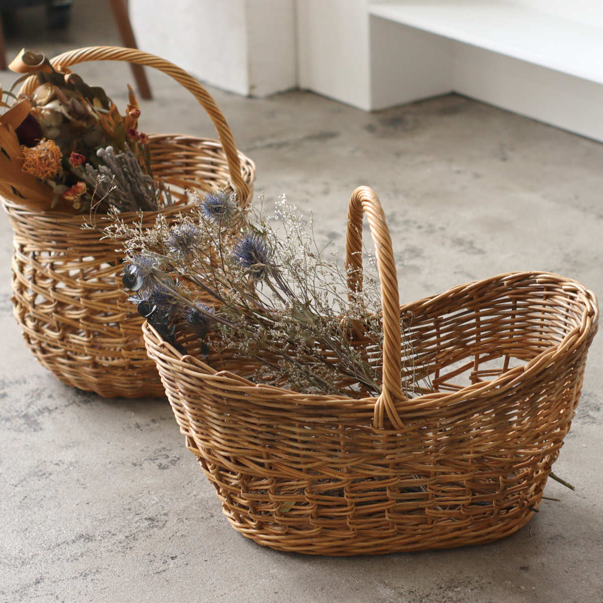 Creer かご アラログ レトロ ラウンド バスケット 直径30cm ラタン