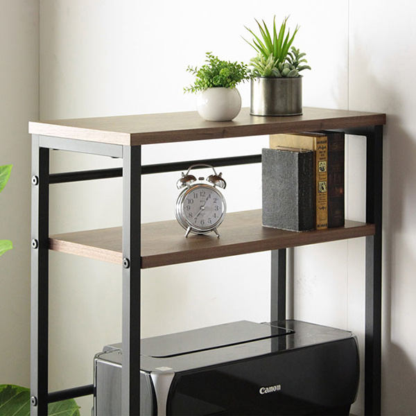 岩附 パソコンデスク 幅120cm ラック付 PCデスク 収納 デスク 木製