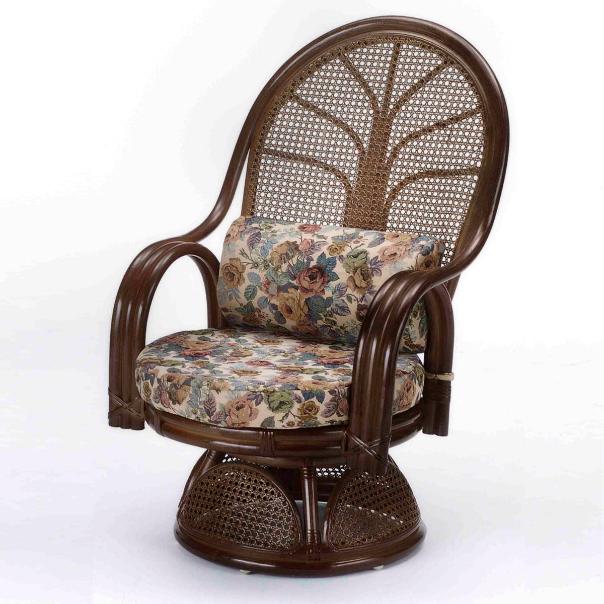 今枝商店 籐 ラウンドチェアー ハイタイプ 腰クッション付 座面高34cm