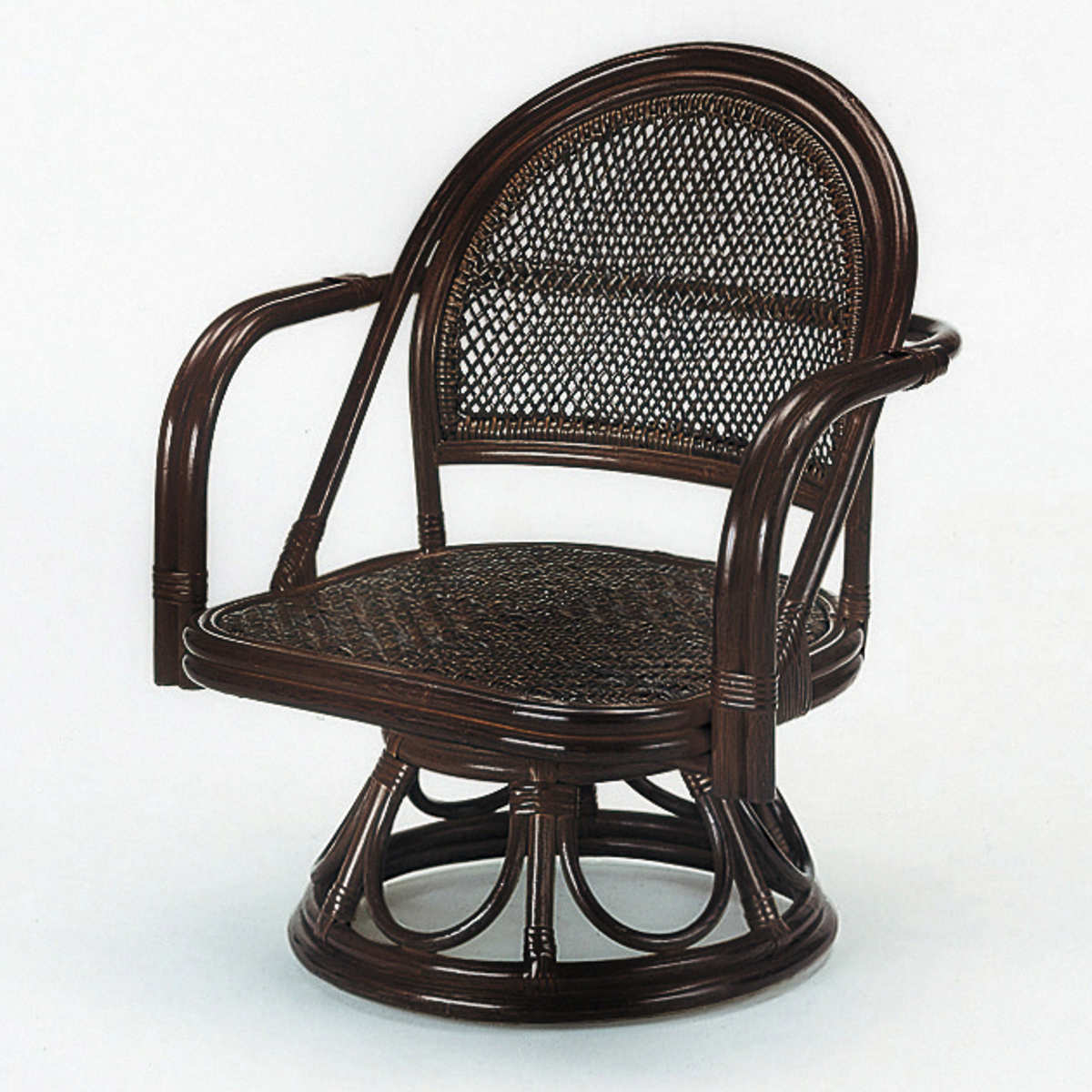 今枝商店 籐 ラウンドチェアー クッション付 座面高34cm （ 回転式