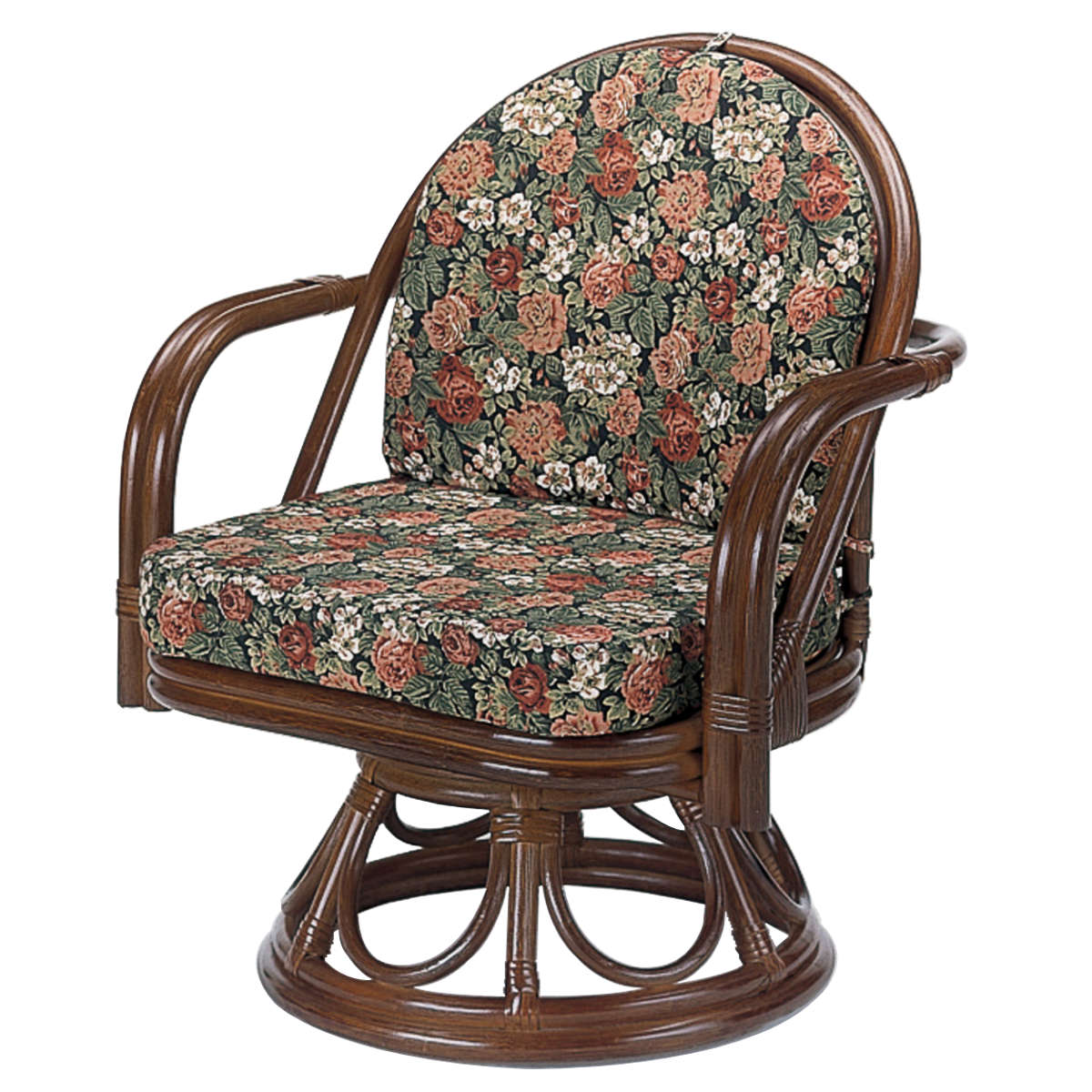 今枝商店 籐 ラウンドチェアー クッション付 座面高34cm （ 回転式