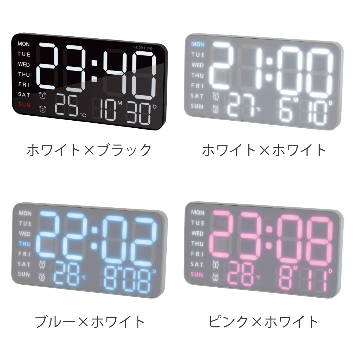 置き時計 LED デジタル時計 温度計付き 置...の詳細画像1
