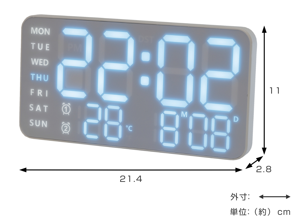 置き時計 LED デジタル時計 温度計付き 置...の詳細画像2