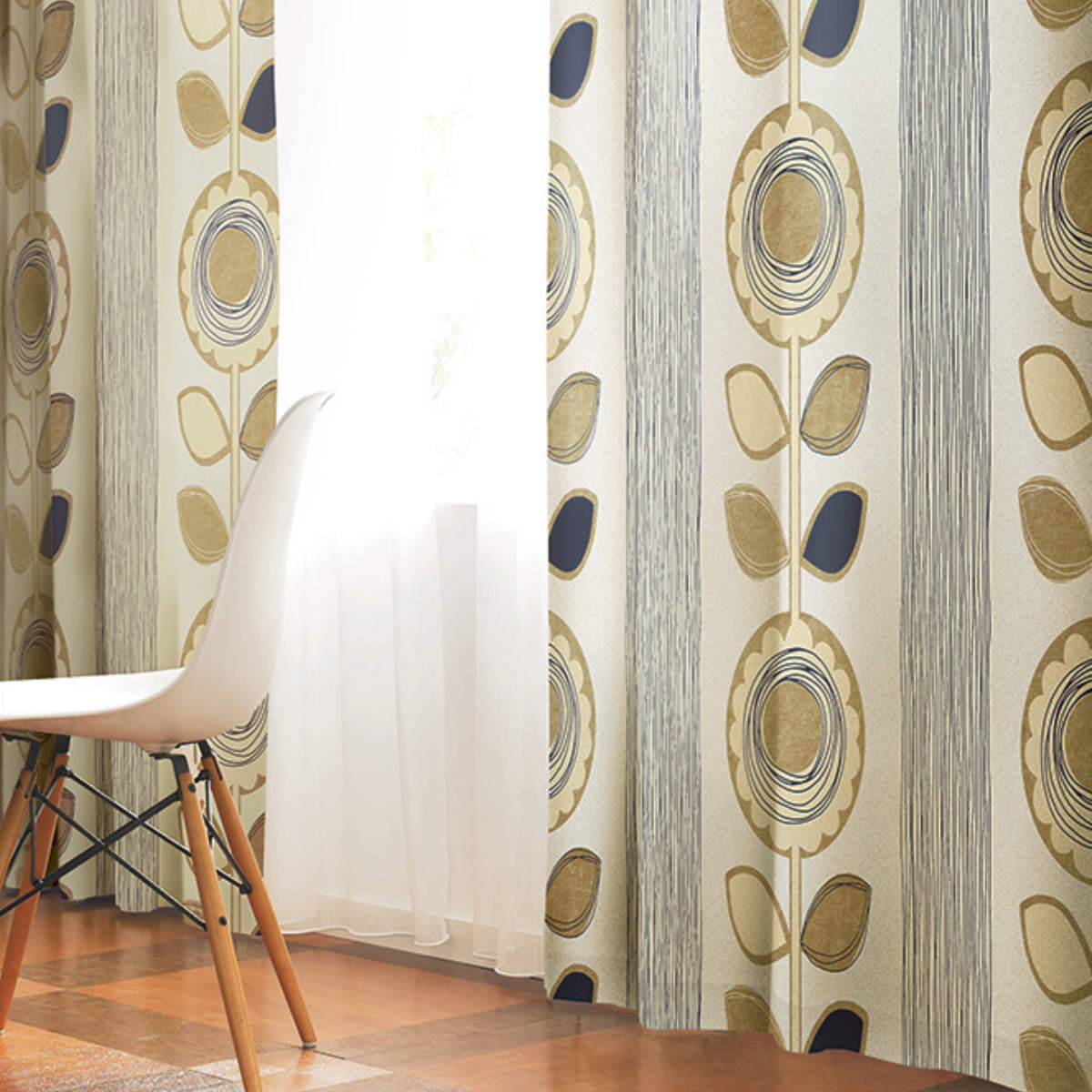 スミノエ カーテン 遮光2級 サンフラワー 100×135cm ウォッシャブル