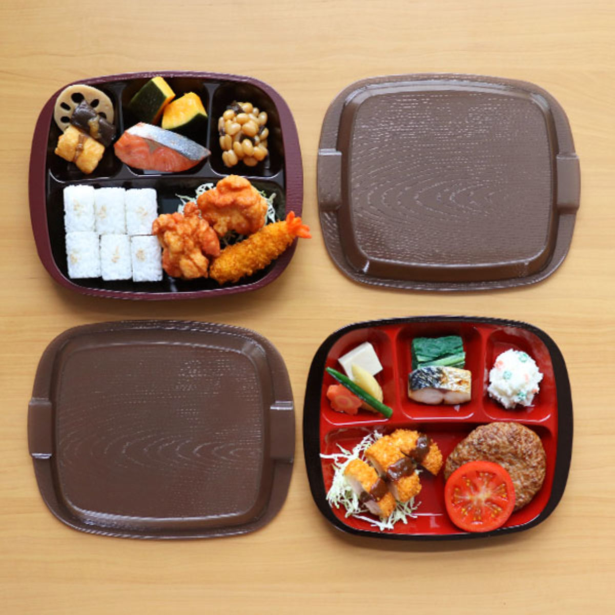 HAKOYA ランチプレート フタ付き 家弁 木目 700ml プラスチック 日本製