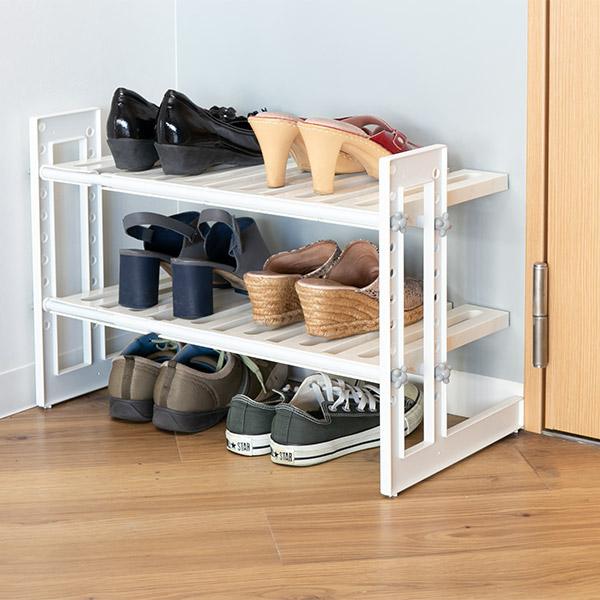 シンク下 収納 伸縮式 2段 設置簡単 排水管をよけて設置できる