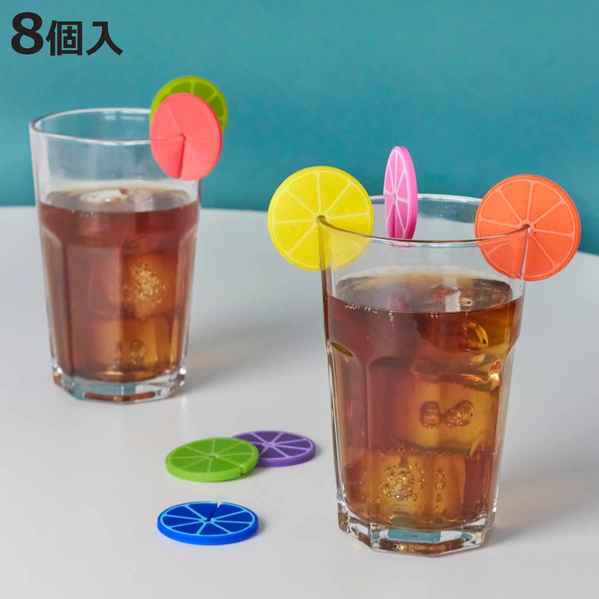 ドリンク 目印 balvi ドリンクマーカー フルーツ 8個入り （ グラスマーカー コップマーカー シリコン フルーツ柄 ）