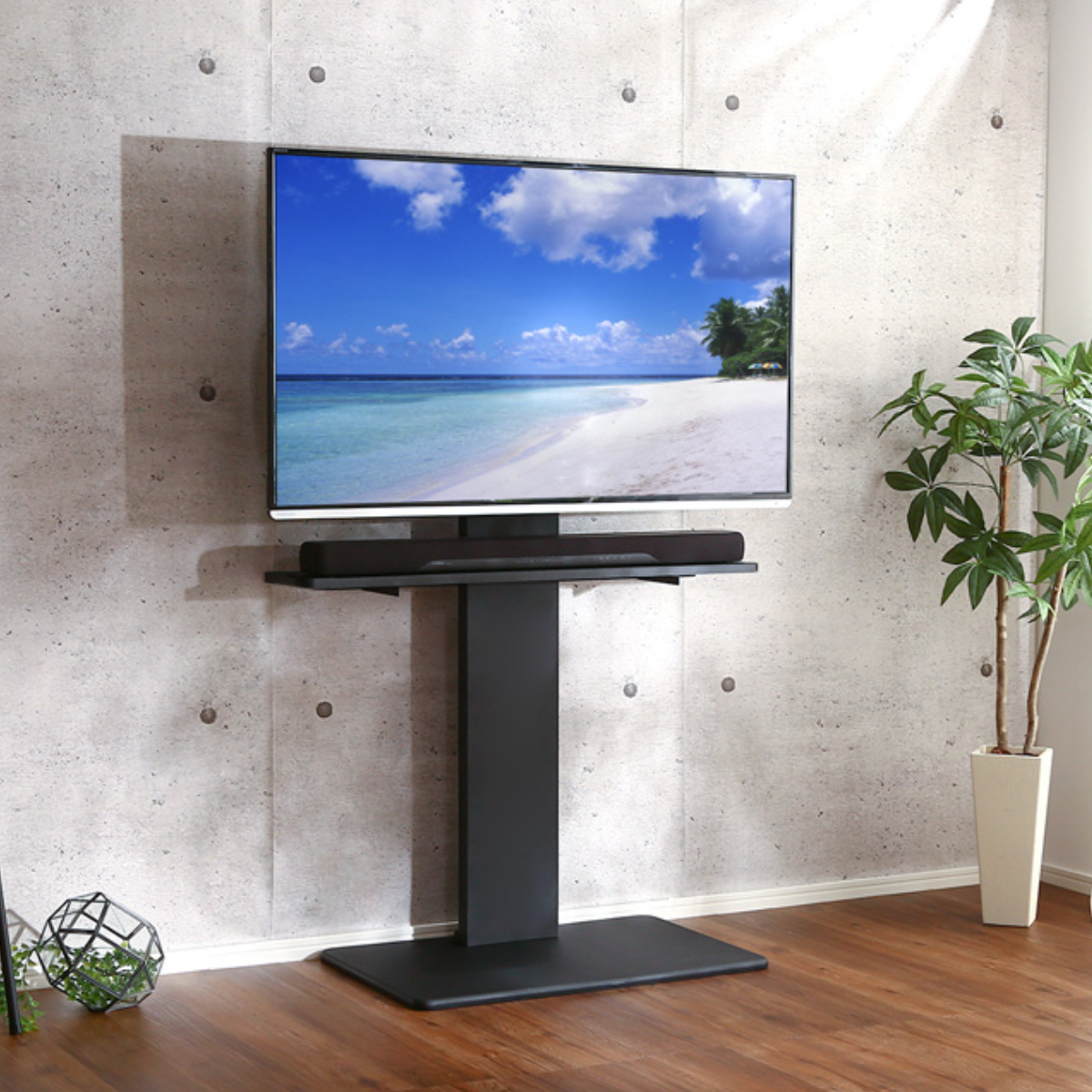 テレビスタンド 32〜60インチ対応 ハイタイプ 耐震 サウンドバー専用棚付き HDDホルダー （ テレビ台 スタンド 伸縮 壁面 高さ調節 棚付 ）_8
