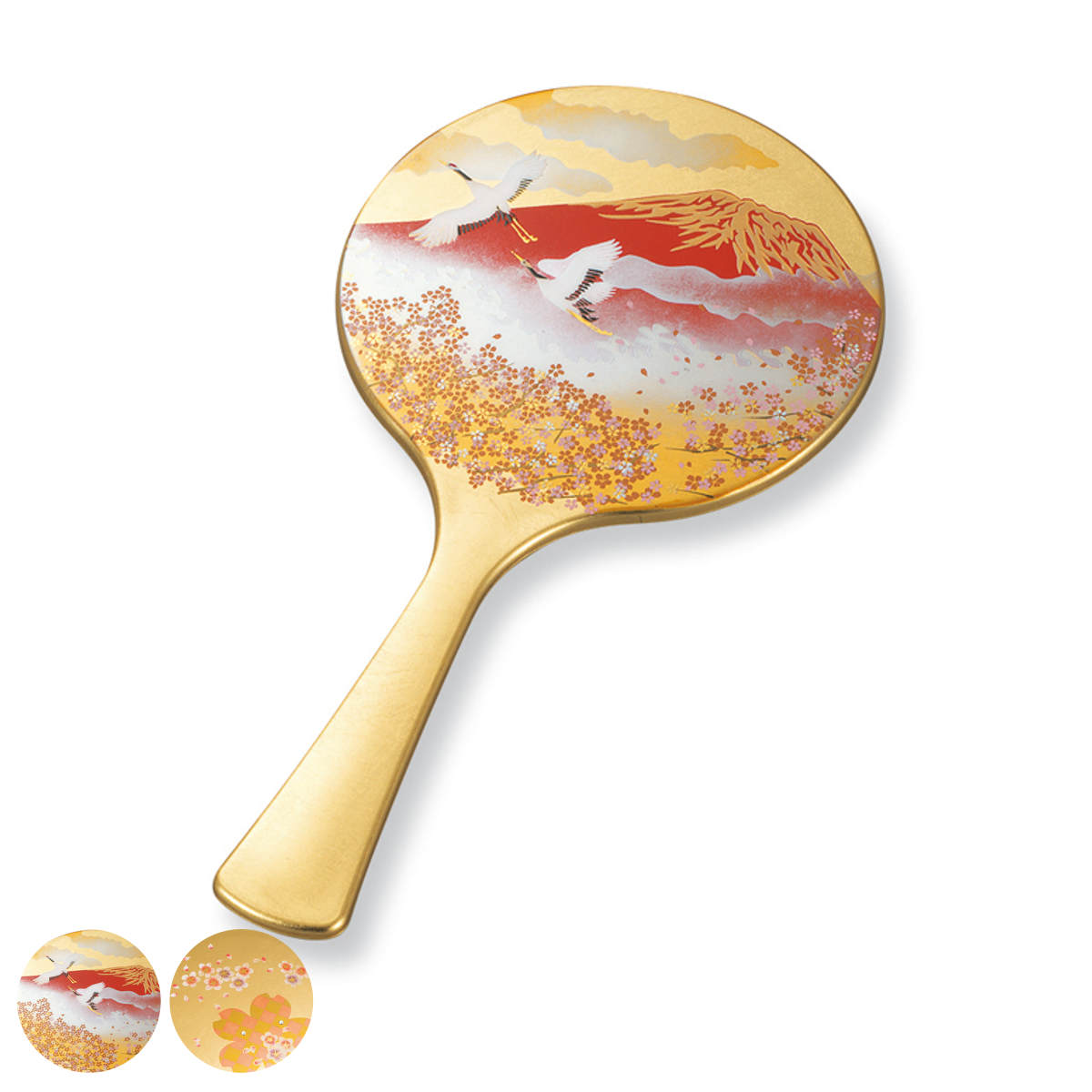 手鏡 雅手鏡 中 箔工芸 山中塗 和風 （ 和柄 ミラー かがみ 鏡 ハンド