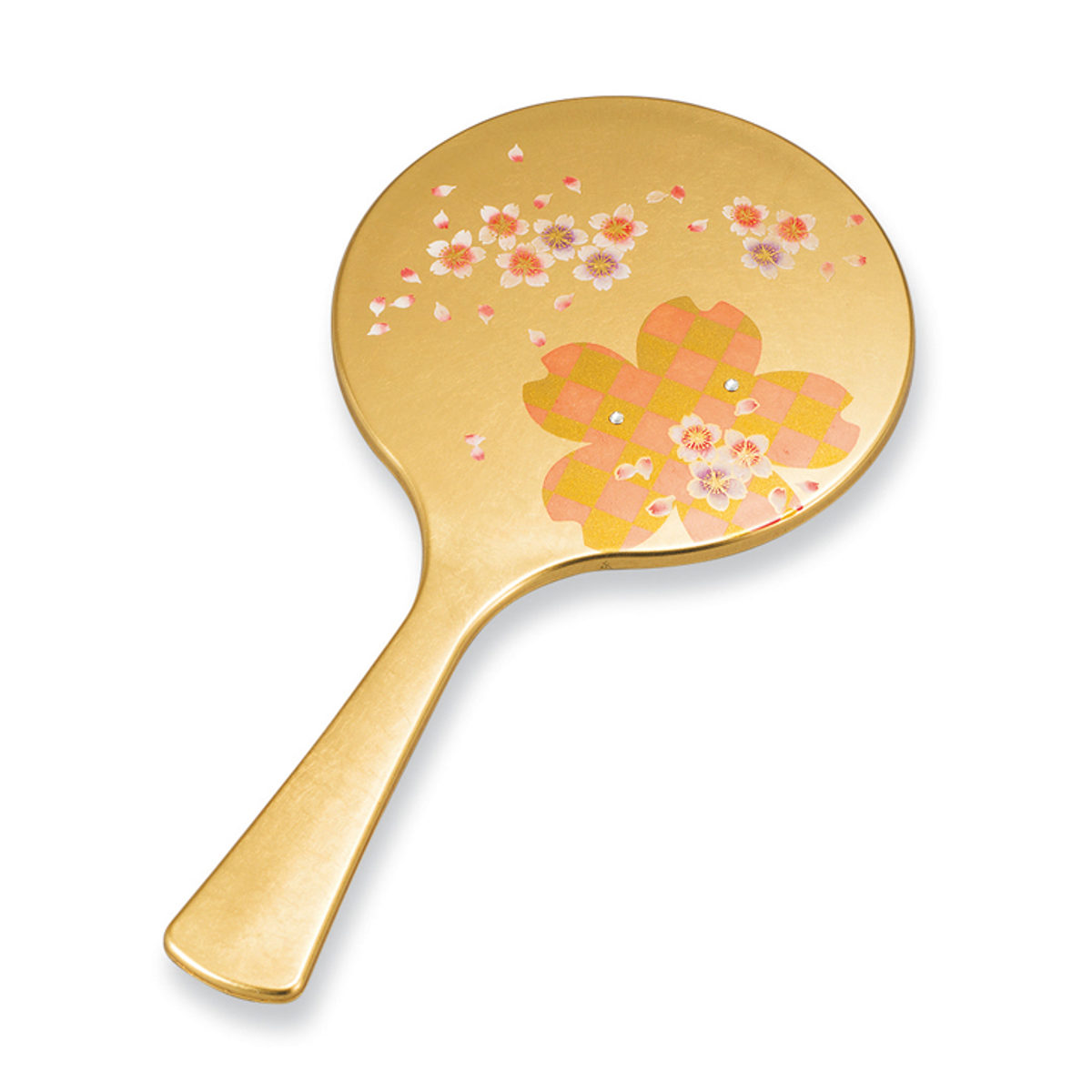 手鏡 雅手鏡 中 箔工芸 山中塗 和風 （ 和柄 ミラー かがみ 鏡 ハンド