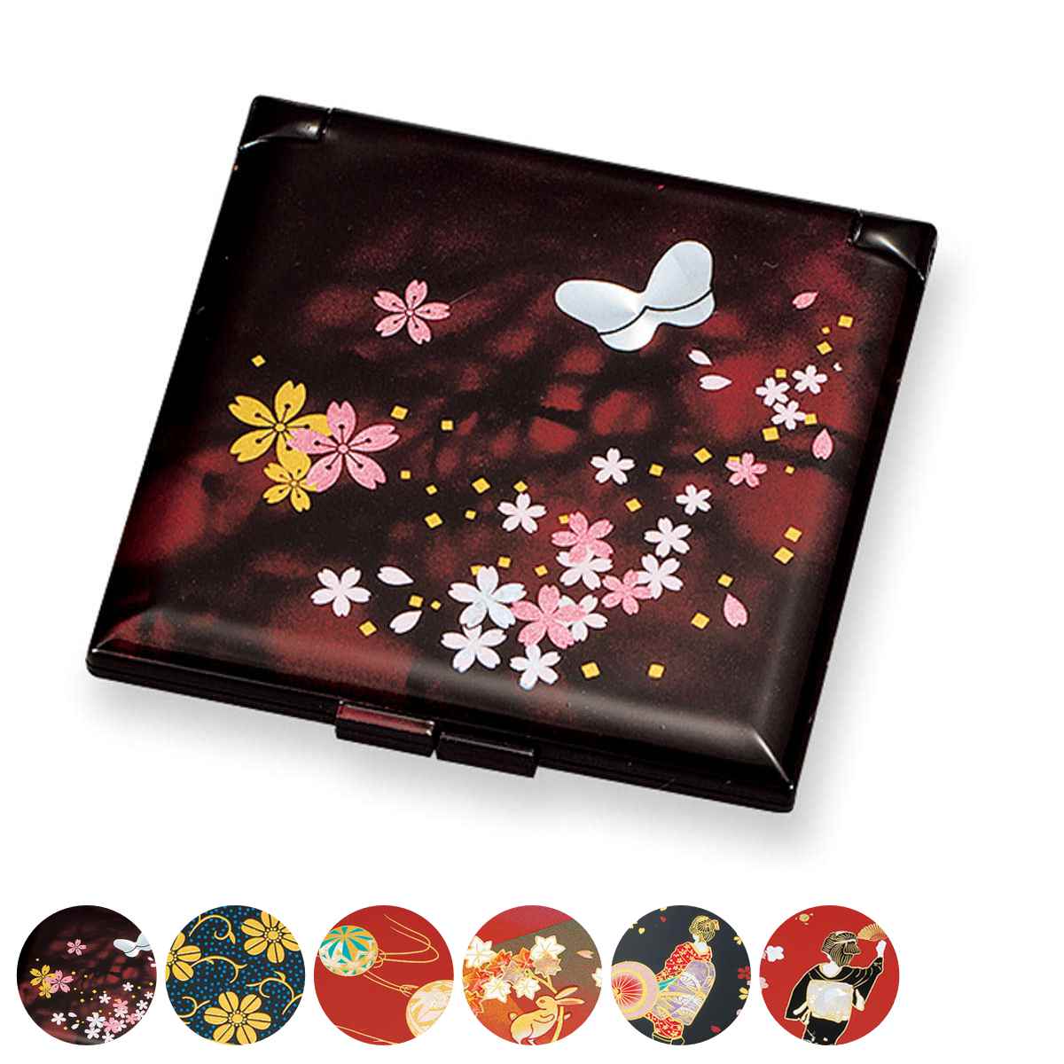 コンパクトミラー 角コンパクトミラー 山中塗 和風 （ ミラー 手鏡 コンパクト おしゃれ 折りたたみ ）