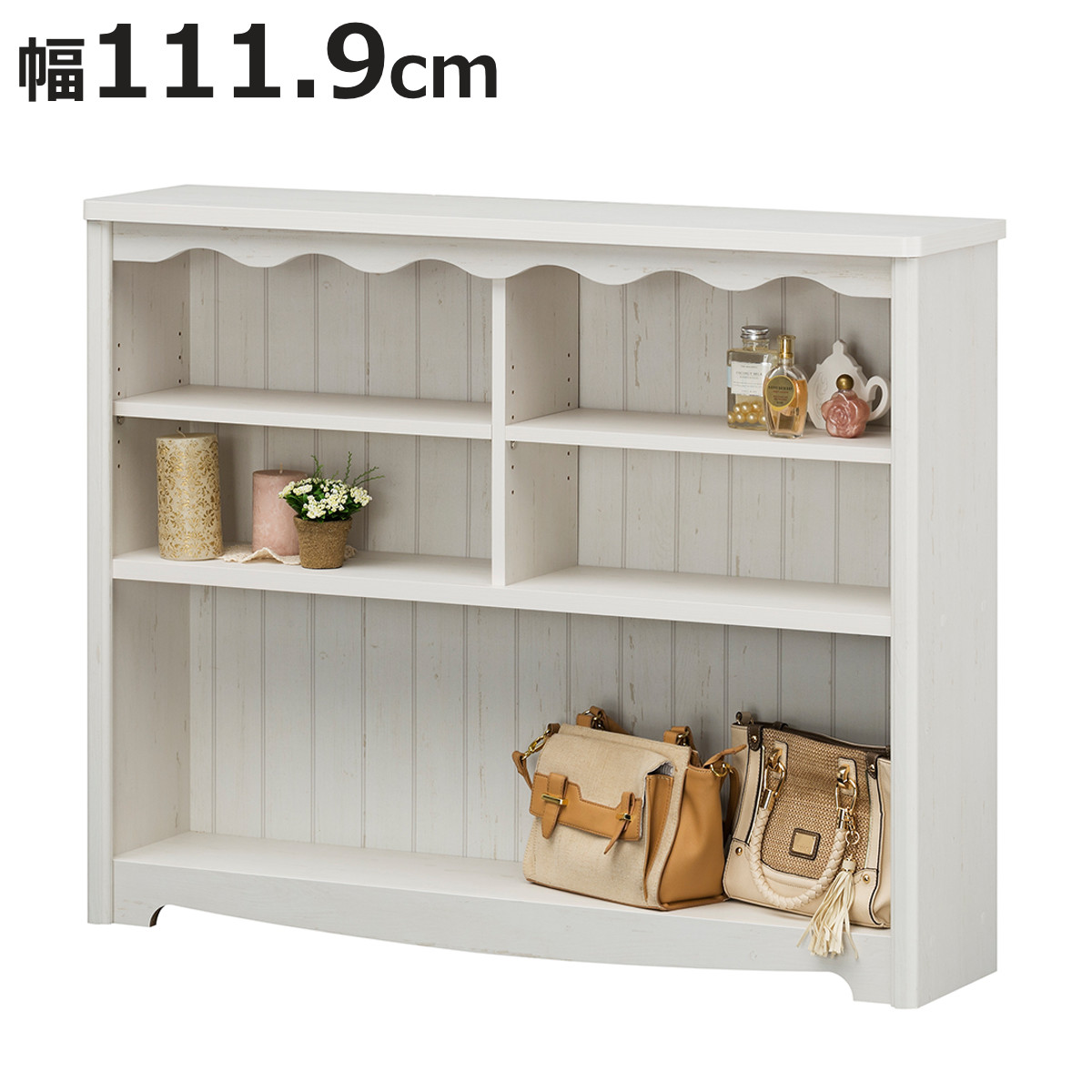 白井産業 オープンラック 幅111.9cm 3段 モンシェリーヌ 白家具 木製